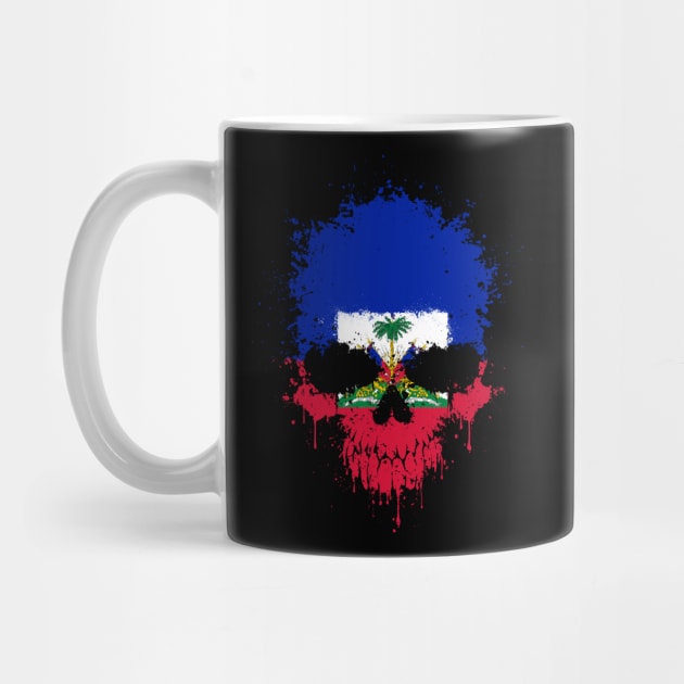 Chaotic Haitian Flag Splatter Skull by jeffbartels